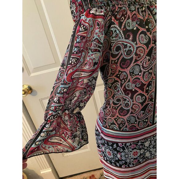 Charoltte Russe Boho Paisley Off the Shoulder Tunic Top Size XS - Picture 6 of 6